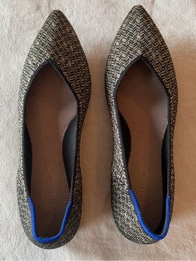 Rothy's The Point II - Sparkle Herringbone in Black & Gold - Size 8
